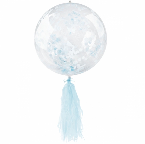 PVC Balloon with Confetti and Tassels Blue